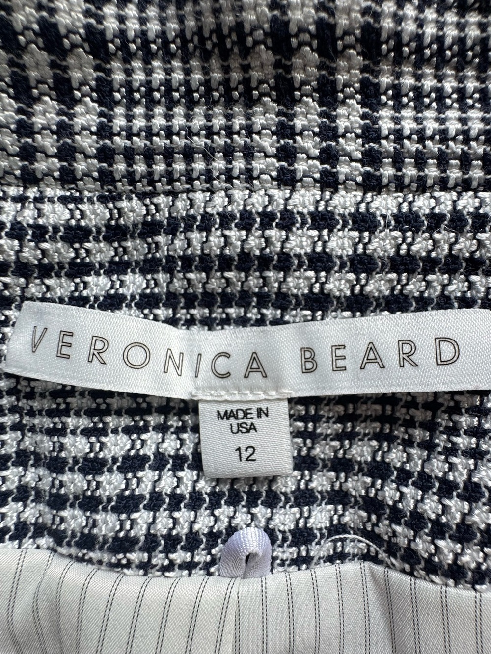Veronica Beard Navy Plaid Single-Button Blazer Size 12 - Picture 6 of 9